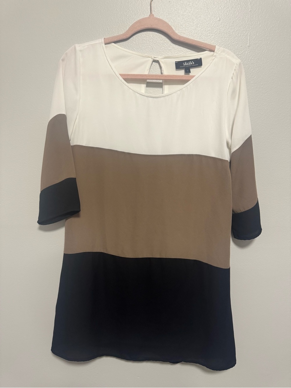 Lulus Citrus Grove Taupe Color Block Shift Dress - Picture 4 of 10